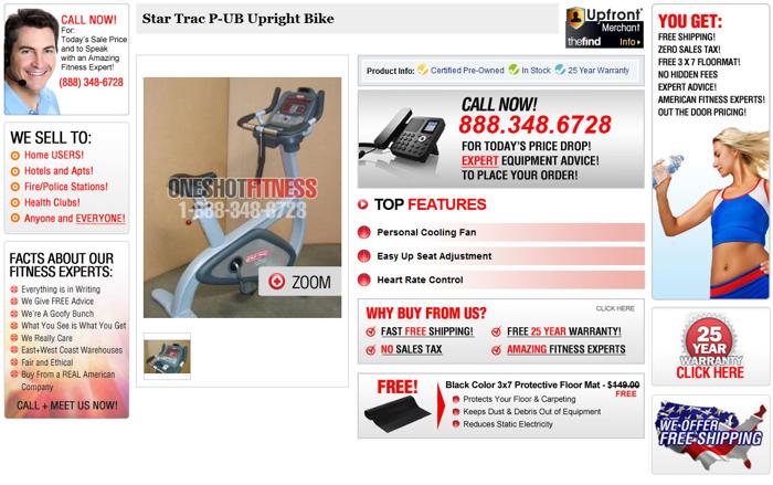 Must Sell Star Trac P-UB Upright Bike Certified Pre-Owned + Free Floor Mat