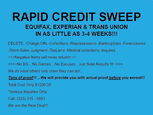 Need Credit Sweep?? Best Results