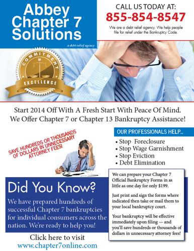 Need Help! Low cost Chapter 7 Bankruptcy Help - Call Toll Free 1-855-845-8457