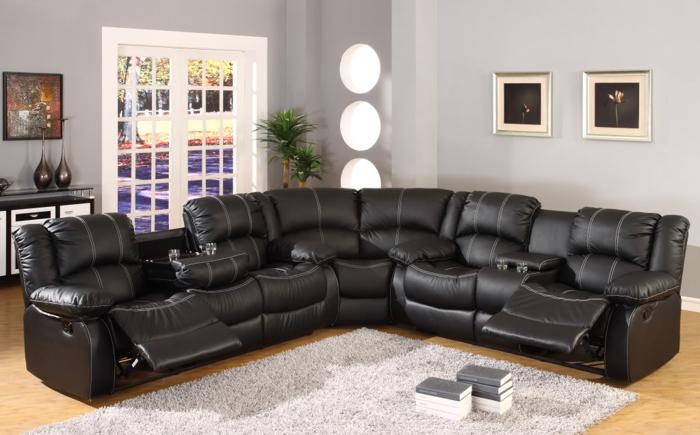 New Black Leather Reclinning Sectional Only 1299!!!