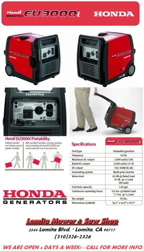 New Honda Generators - EU3000i Handi