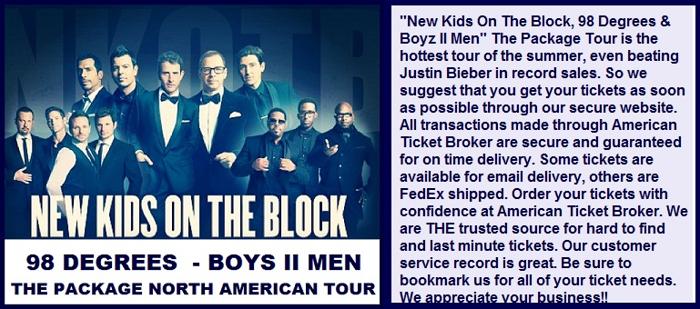 New Kids On The Block Tour Tickets 98 Degrees - Boys II Men Floor Seats VIP Club Seats