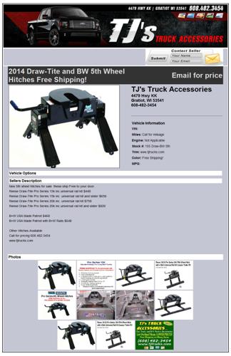 New US Made B+W Companion 20k 5th Wheel Hitch Free shipping