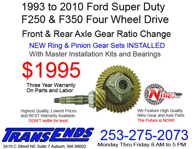 NITRO GEAR SPECIAL! FORD Super Duty F250 F350 4x4 F&R AXLE Ring & Pinion and Bearings INSTALLED