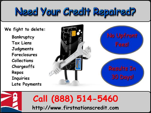 No $$$ upfront credit improvement! No costs until you get improvement!