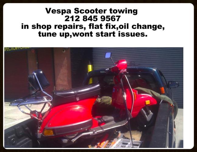 NYC NY motorcycle scooter Vespa bike towing tow 2128459567 ???