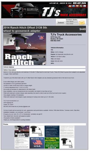 OFFSET 5th Wheel to Gooseneck Adapter Ranch Hitch US Made