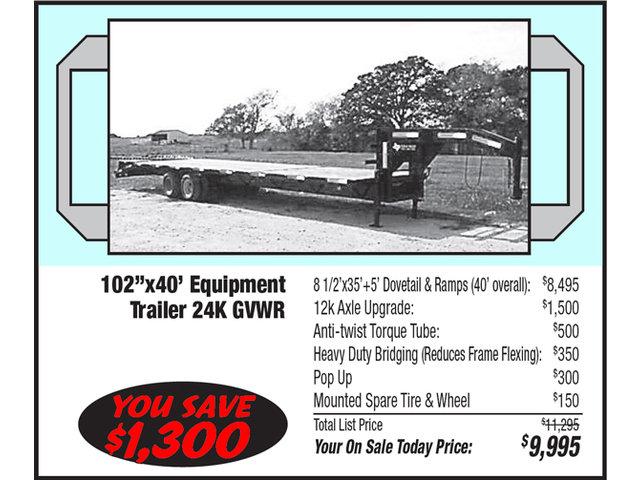 on sale today! 8x40 24k equipment trailer 8x40-et24k-ostd 8x40-et24k-ostd 0