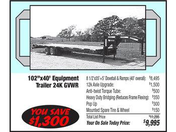 on sale today! 8x40 24k equipment trailer 8x40-et24k-ostd 8x40-et24k-ostd please call