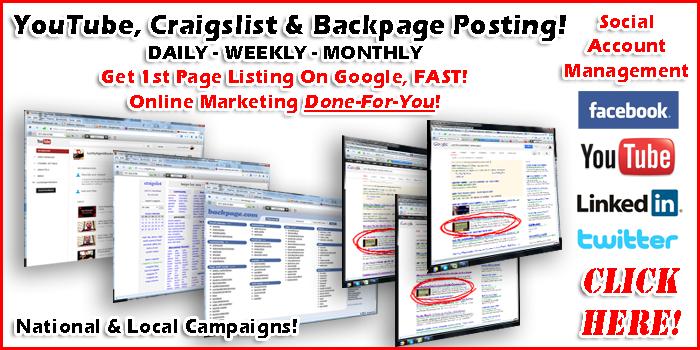 Online Classified Advertising Help / Posting, YouTube, Craigslist, Backpage