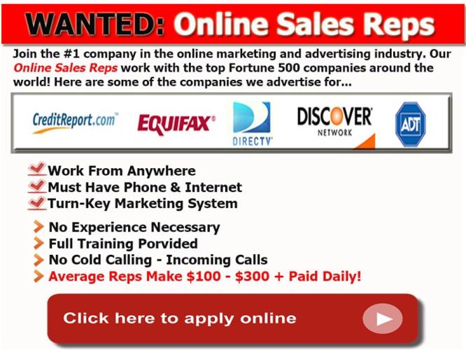 ????? Online Sales Reps - High Commissions - Paid Daily!