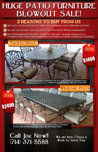 Outdoor Living Room Sets ** Outdoor Barstools ** Chaise Lounges ** Patio