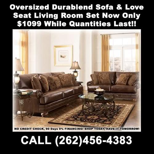 Oversized Durablend Sofa & Love Seat Living Room Set, While Quantities Last!!