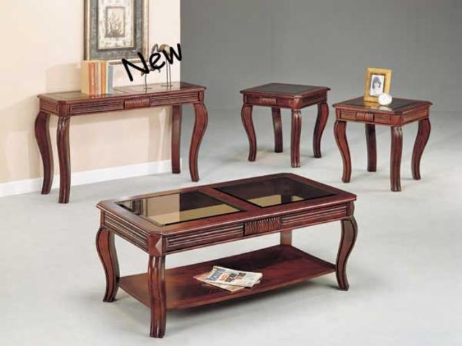 Overture Cherry Finish 3pc Coffee/ End Table Set