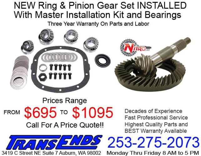 Pacific Northwest Differential Specialists - New Ring & Pinion INSTALLED prices start at 695