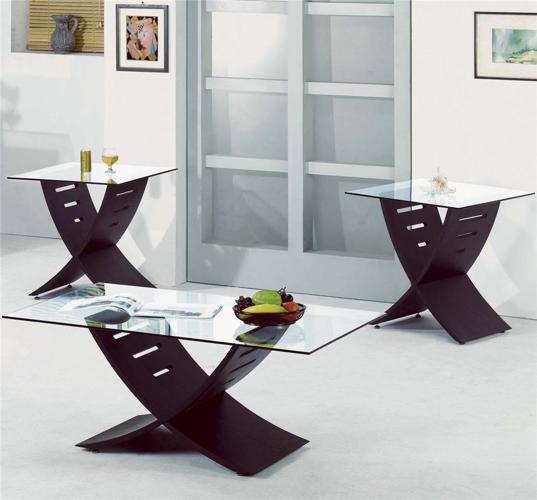 Pack Table Sets Contemporary Occasional Table Set With Glass 299