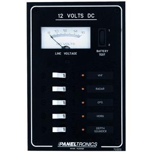 Paneltronics Standard DC 5 Position Breaker Panel & Meter w/LEDs (9.