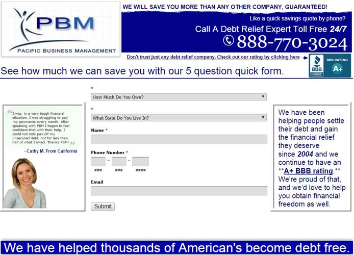 PBM Debt Relief and Consolidation / We're An A+ BBB Company!