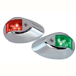 Perko LED Side Lights - Red/Green - 24V - Chrome Plated Housing (06.