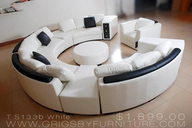 Pisa- Hotel Lounge Bonded Leather Sectional Sofa Set - Black Or White