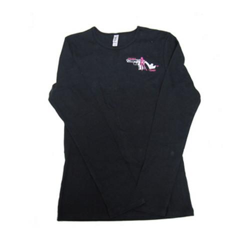 Pistols and Pumps PP101-BLK-S Long Sleeve Bella T-Shirt Blk Sm