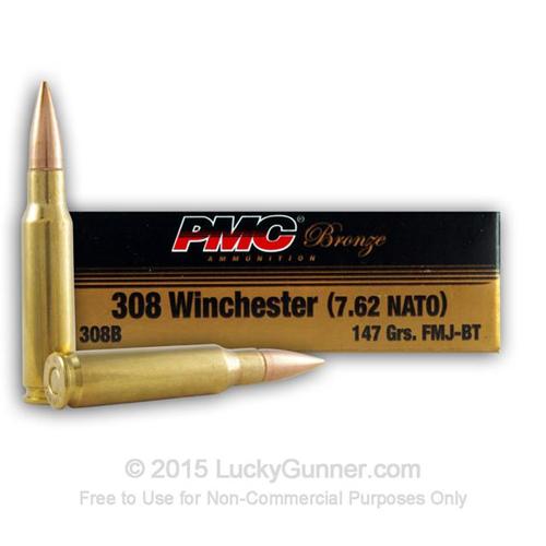 PMC 308 -(7.62 NATO) 147 gr FMJ-BT - PMC - 20 Rounds