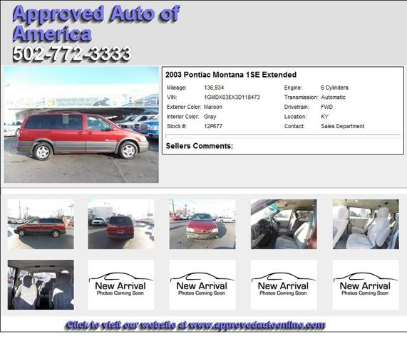 Pontiac Montana 1SE Extended - Must Sell