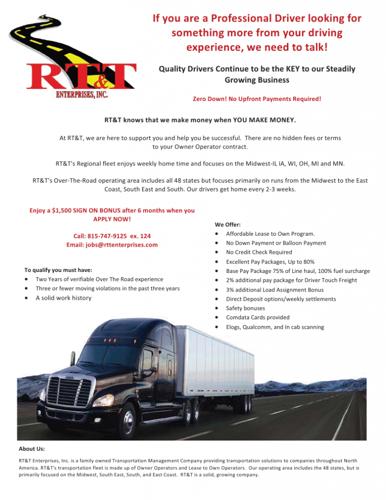 Professional Owner Operators WANTED!!