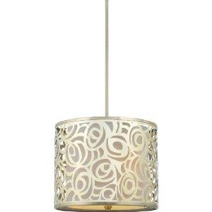 Quoizel JS1815BN Josslyn 2-Light Pendant with White Silk Fabric Shades with Metal Overlay, Brus...