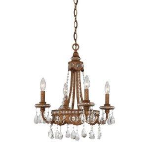 Quoizel QMC404BO 4-Light Mini Chandelier, Bolivian Bronze with Crystal Drop Accents Cheap