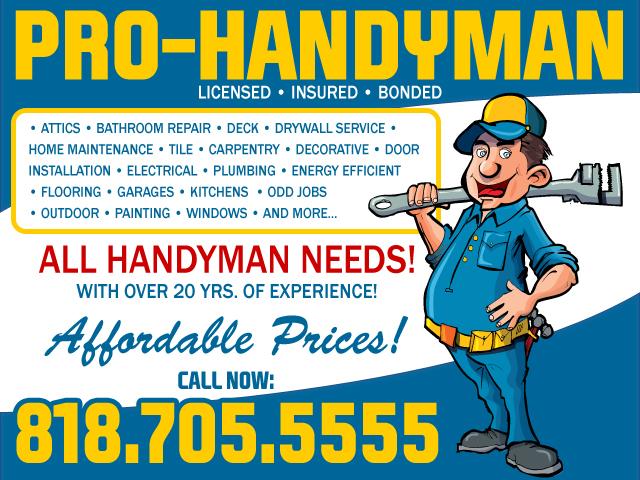 repair and installation handyman (818) 705*5555 LA
