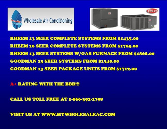 Rheem & Goodman Central Air Conditioners - WHOLESALE PRICES TO THE PUBLIC*