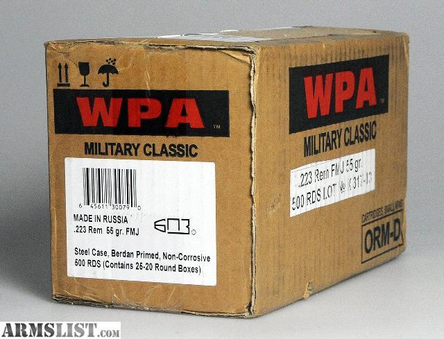 Rounds WPA .223 AMMO SEALED CASE!! 55 GR. FMJ!!