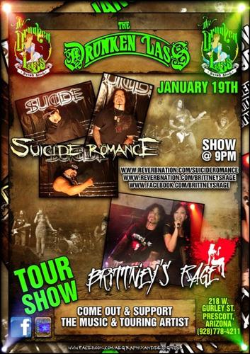 Sat Jan 19th Suicide Romance & Brittney's Rage from TX at Drunkem Lass