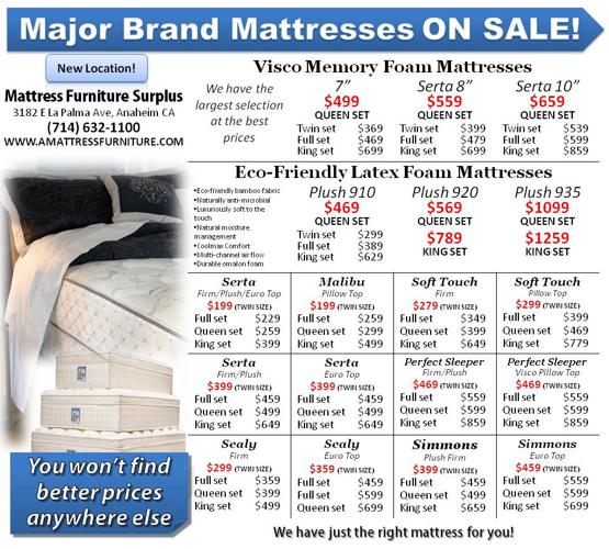 Save money on a new major brand mattress set