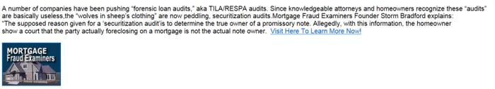 Securitization audits the latest forclosure rescue scam