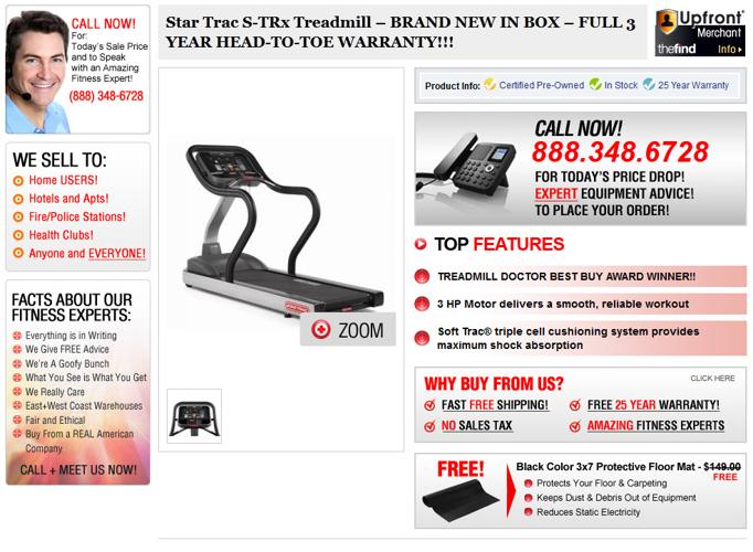 Selling this Star Trac S-TRx Treadmill ** Excellent Condition ** + Free Floor Mat