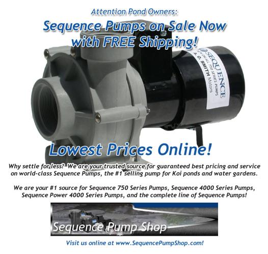 Sequence 750 Pumps, Pond Supplies, Lowest Price