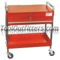 Service Cart with Locking Top and Drawer - Red