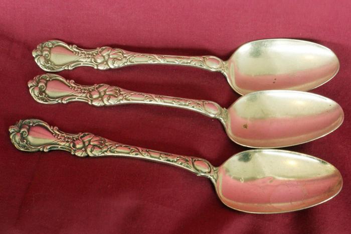 Set of 3 Wallace 1835 Silver Plate Spoons with Floral Pattern