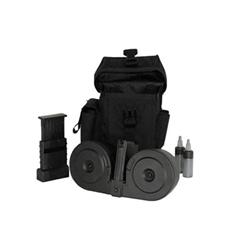 SGM Tactical AR15 Dual Drum Magazine 100 Rounds with Pouch Clear