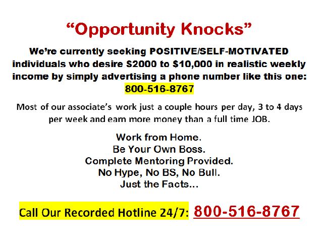 ?Simply Advertising This Phone Number Brings In $2000 to $5000 A Week! Learn HOW.