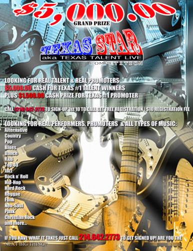 Singers & Bands Wanted | TEXAS STAR $5,000.00 Talent Competition!