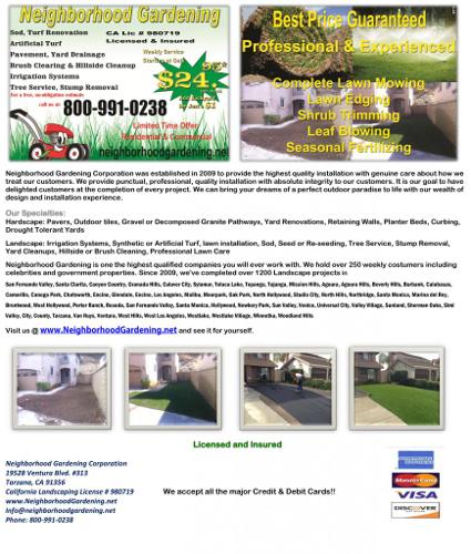 Sodding, Irrigation Systems, Artificial Turf, Tree Service, Pavements, Brush Clearance