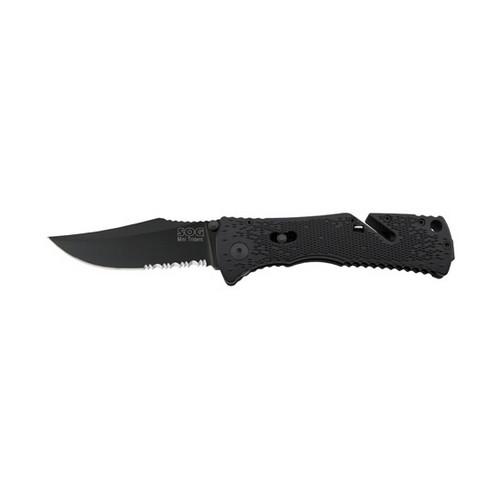 SOG Knives TF21-CP Trident Mini-Partially Serr-Black TiNi-CP