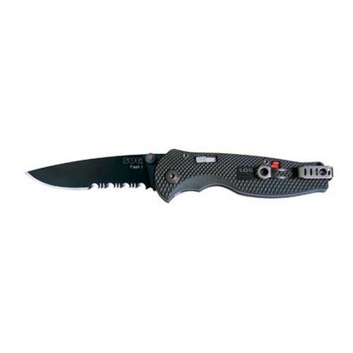 SOG Knives TFSA97-CP Flash I - Part Serrated Black TiNi - CP