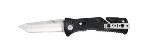 SOG Trident Folding Knife Stainless Plain Clip Point/Dual Thumb Stu.