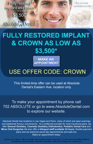 Special Pricing on Implant and Crown, as low as $3,500