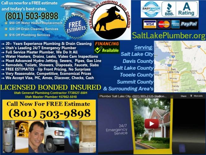 Stallion Plumbing & Drains (801)503-9898 Licensed-Low Cost Salt Lake City Plumber