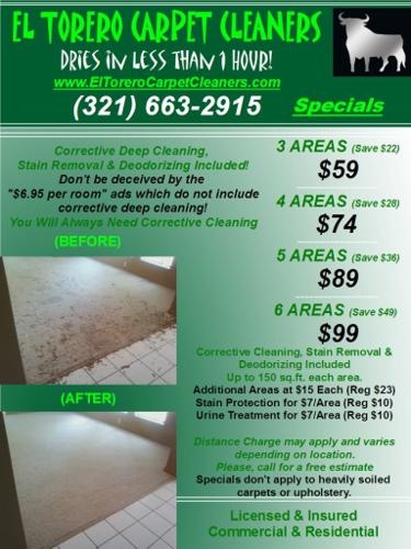 STATE OF THE ART Carpet Cleaning. 3Areas/$59, 4/$74, 5/$89, 6/$99 